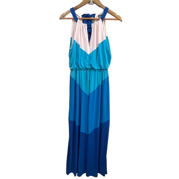 Vince Camuto Halter Color block Chevron Maxi Dress - Picture 2 of 10